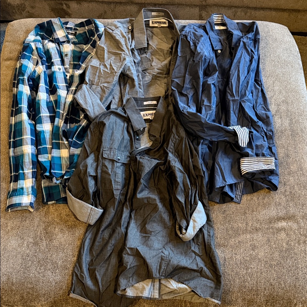 Express Men's Long Sleeve Button Down Shirt Bundle Size L